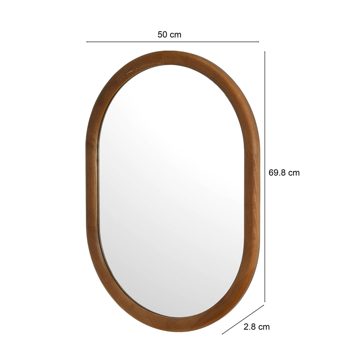 Decorative Oval Wall Mirror- Dark Walnut