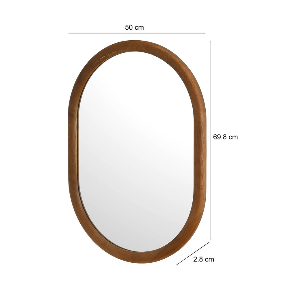 Decorative Oval Wall Mirror- Dark Walnut