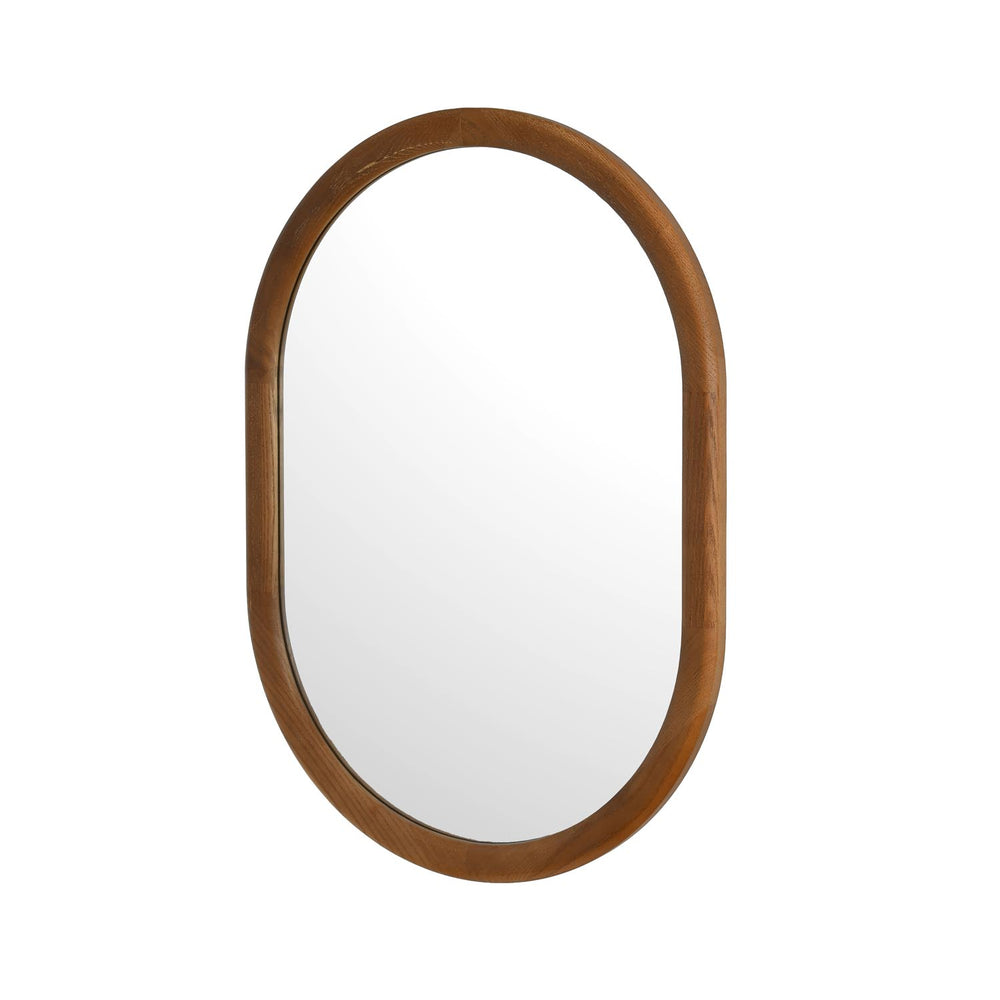 Decorative Oval Wall Mirror- Dark Walnut