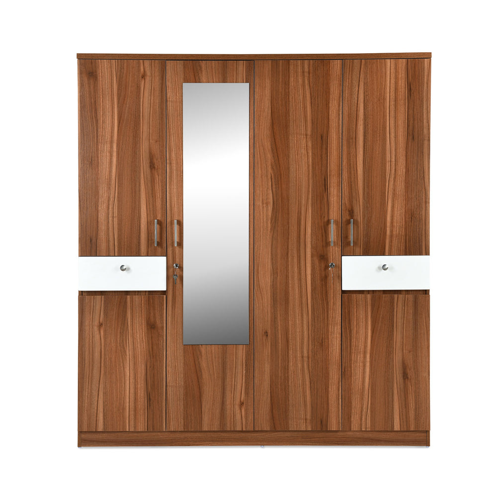 Magnus 4 Door Engineered Wood Wardrobe (Lyon Walnut)