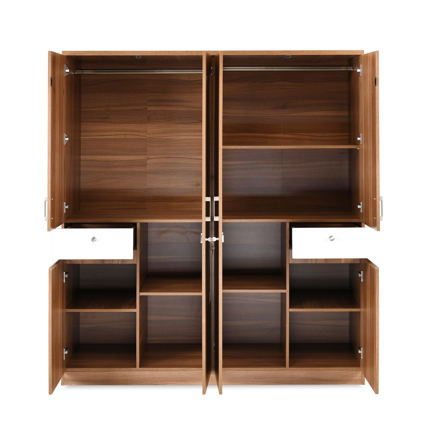 Buy Magnus 4 Door Engineered Wood Wardrobe (Lyon Walnut) Online