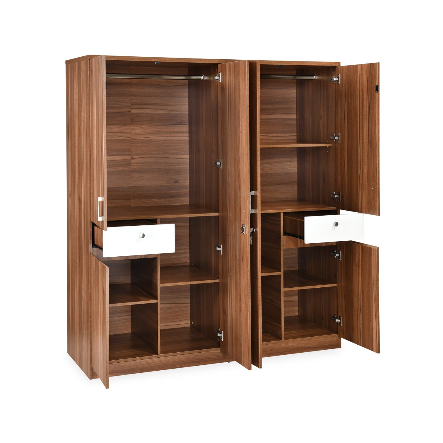 Buy Magnus 4 Door Engineered Wood Wardrobe (Lyon Walnut) Online