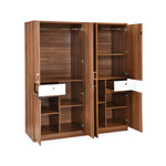 Magnus 4 Door Engineered Wood Wardrobe (Lyon Walnut)