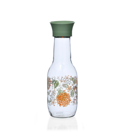 Botanical Print 1000 ml Glass Carafe- Green