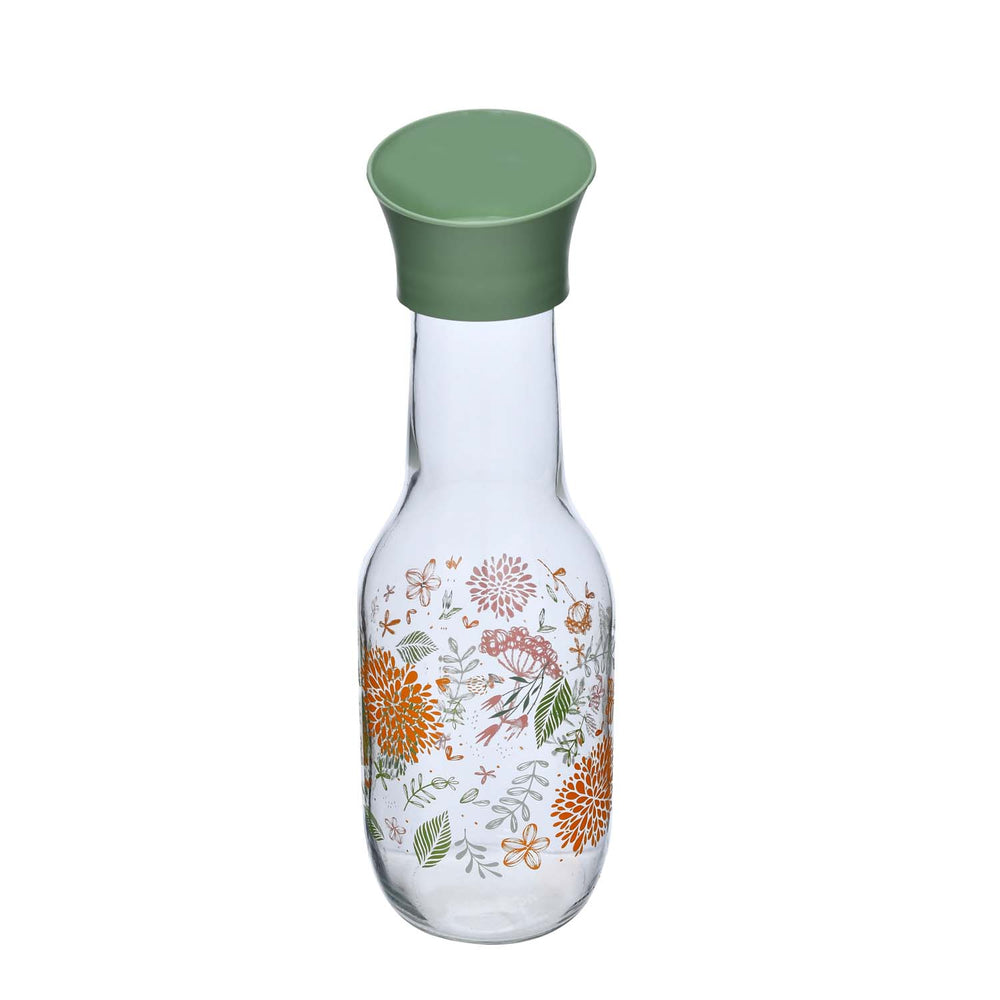 Botanical Print 1000 ml Glass Carafe- Green