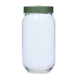 Multipurpose 1000 ml Glass Cannister with Lid- Transparent & Green