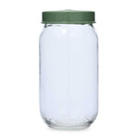 Multipurpose 1000 ml Glass Cannister with Lid- Transparent & Green