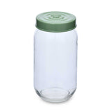 Multipurpose 1000 ml Glass Cannister with Lid- Transparent & Green