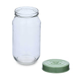 Multipurpose 1000 ml Glass Cannister with Lid- Transparent & Green