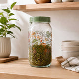 Botanical Print 1000 ml Glass Cannister with Lid- Green