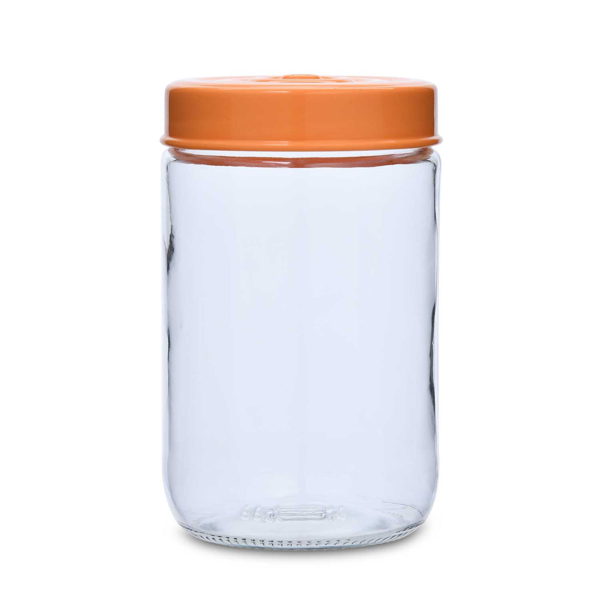 Multipurpose 660 ml Glass Cannister with Lid- Transparent & Orange