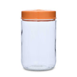 Multipurpose 660 ml Glass Cannister with Lid- Transparent & Orange