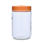 Multipurpose 660 ml Glass Cannister with Lid- Transparent & Orange