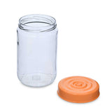 Multipurpose 660 ml Glass Cannister with Lid- Transparent & Orange