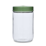 Multipurpose 660 ml Glass Cannister with Lid- Transparent & Green