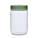 Multipurpose 660 ml Glass Cannister with Lid- Transparent & Green