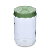 Multipurpose 660 ml Glass Cannister with Lid- Transparent & Green