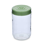 Multipurpose 660 ml Glass Cannister with Lid- Transparent & Green