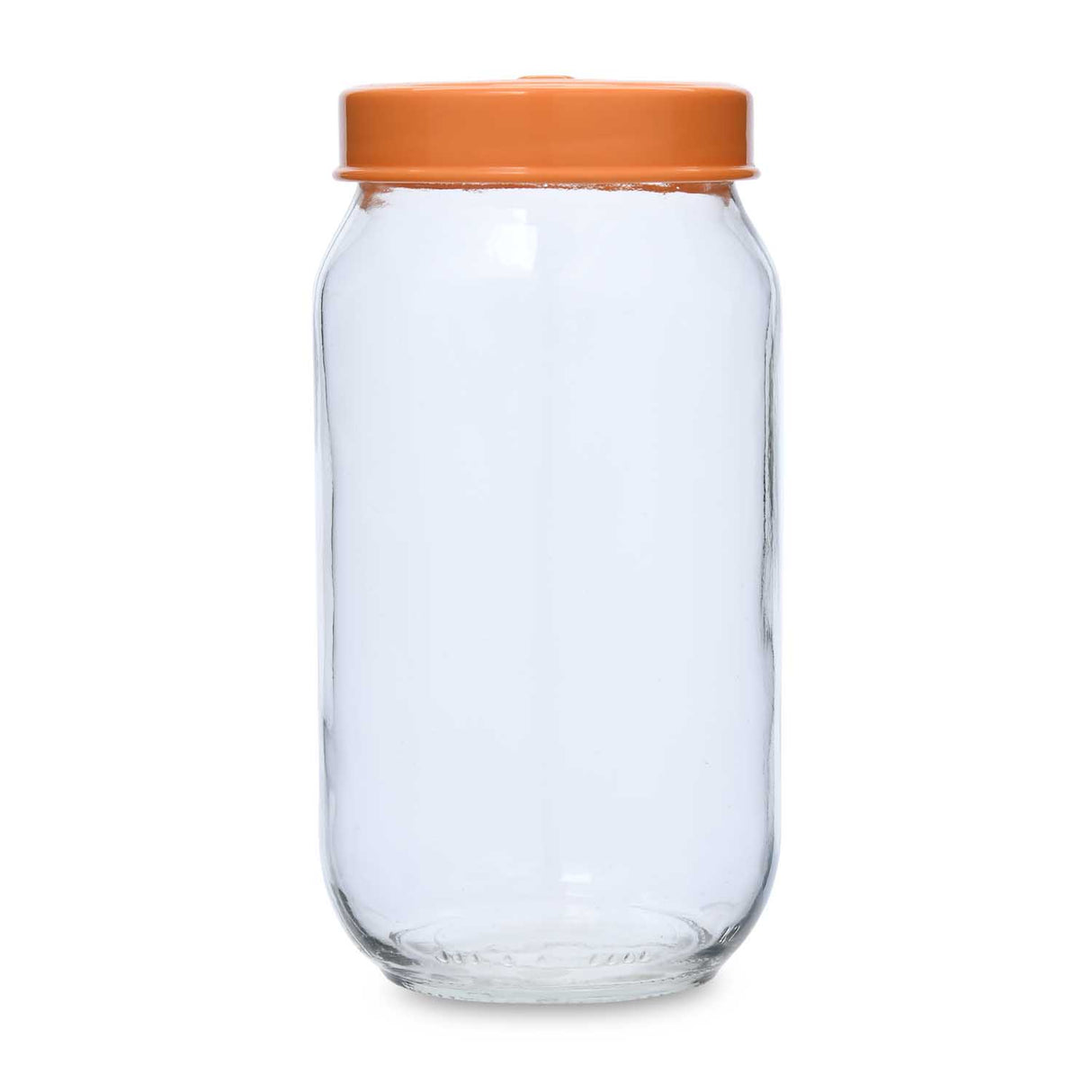 Multipurpose 1000 ml Glass Cannister with Lid- Transparent & Orange