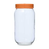 Multipurpose 1000 ml Glass Cannister with Lid- Transparent & Orange