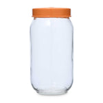 Multipurpose 1000 ml Glass Cannister with Lid- Transparent & Orange