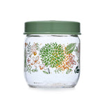 Botanical Print 425 ml Glass Cannister with Lid- Green