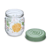 Botanical Print 425 ml Glass Cannister with Lid- Green