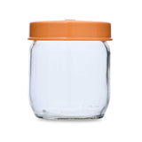 Multipurpose 425 ml Glass Cannister with Lid- Transparent & Orange