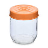 Multipurpose 425 ml Glass Cannister with Lid- Transparent & Orange