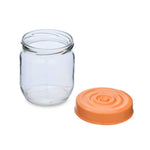 Multipurpose 425 ml Glass Cannister with Lid- Transparent & Orange