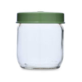 Multipurpose 425 ml Glass Cannister with Lid- Transparent & Green