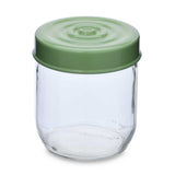 Multipurpose 425 ml Glass Cannister with Lid- Transparent & Green