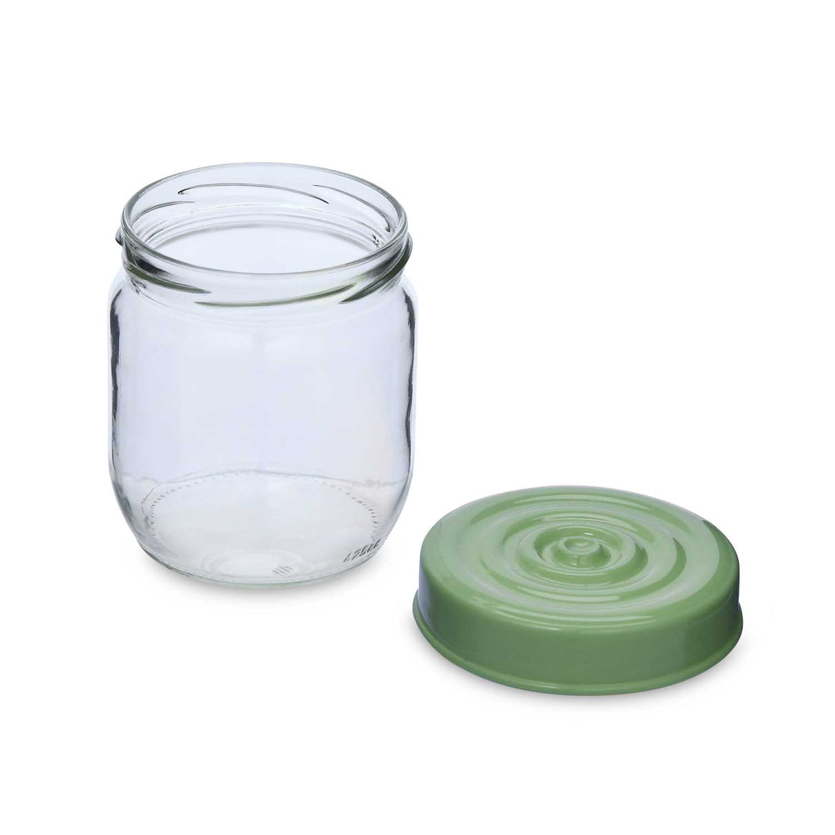 Multipurpose 425 ml Glass Cannister with Lid- Transparent & Green