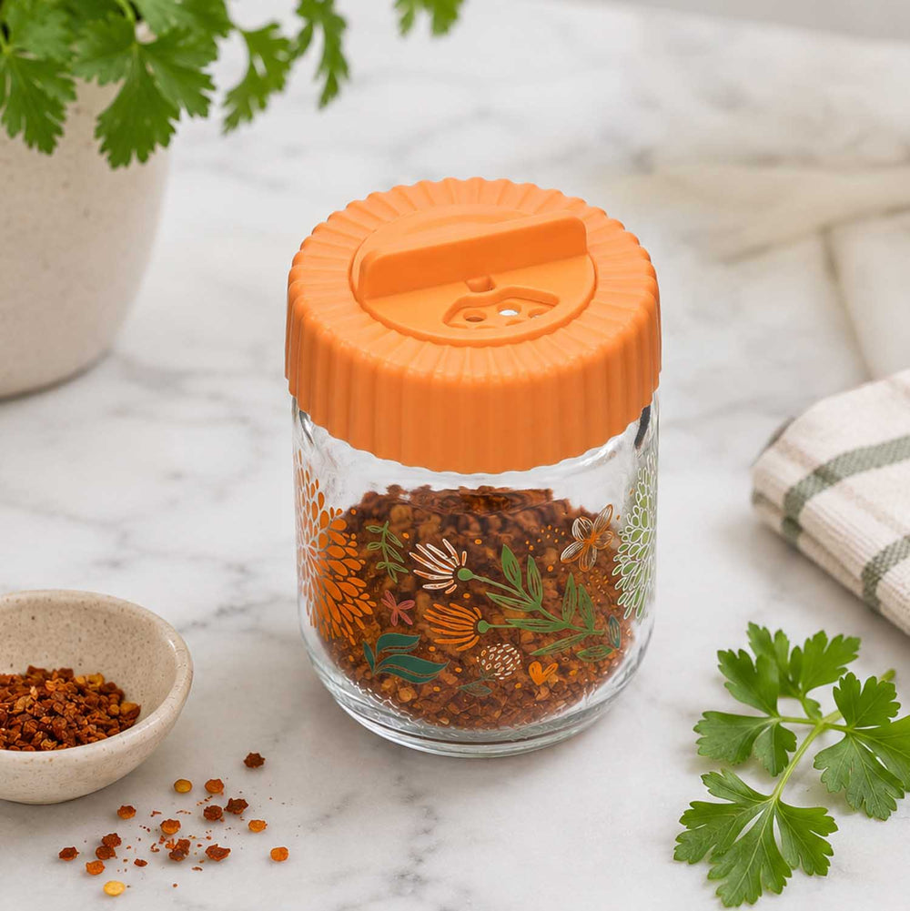 Botanical Print 200 ml Spice Jar- Orange