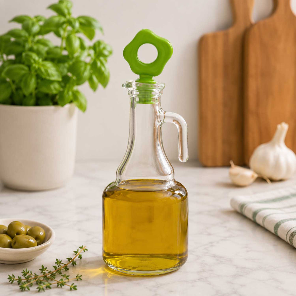 Oil & Vinegar Bottle with Handle- Green,  275 ml