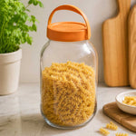 Multipurpose 3 L Storage Jar With Handle- Transparent & Orange