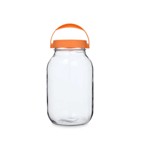 Multipurpose 3 L Storage Jar With Handle- Transparent & Orange