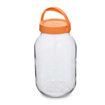 Multipurpose 3 L Storage Jar With Handle- Transparent & Orange