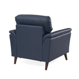 Aiden 1 Seater Leatherette Sofa- Navy Blue