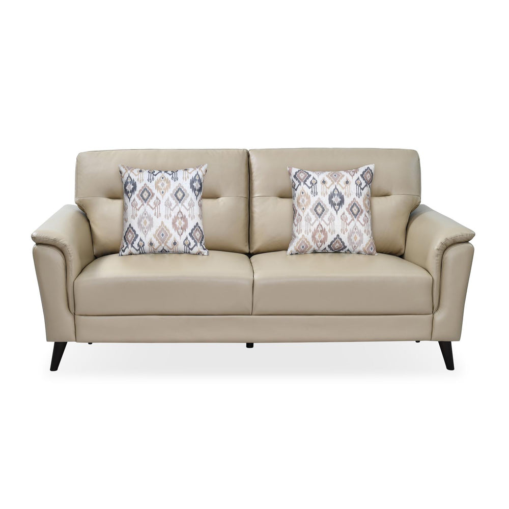 Aiden 3 Seater Leatherette Sofa- Beige