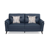 Aiden 3 Seater Leatherette Sofa- Navy Blue