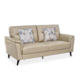 Aiden 3 Seater Leatherette Sofa- Beige