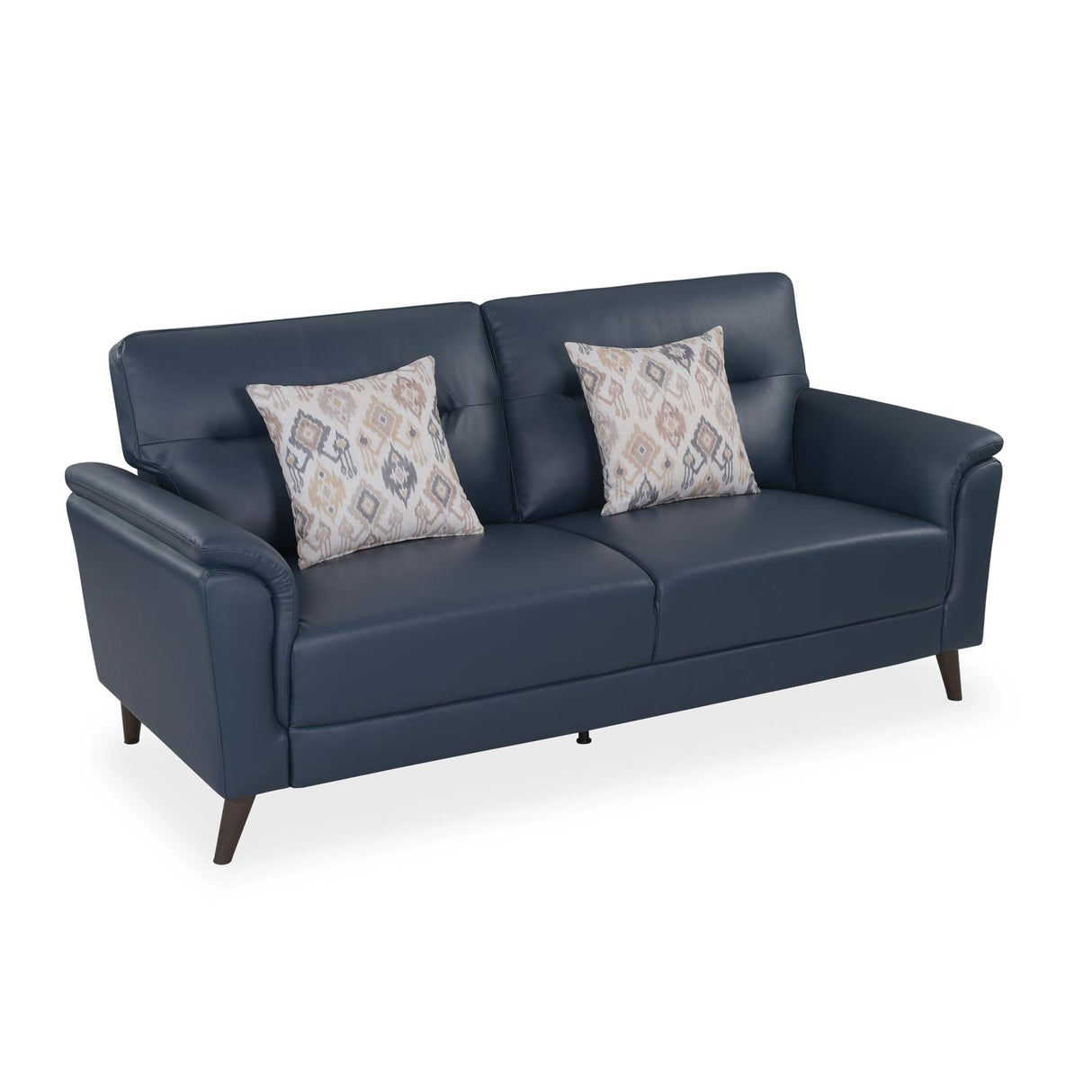 Aiden 3 Seater Leatherette Sofa- Navy Blue