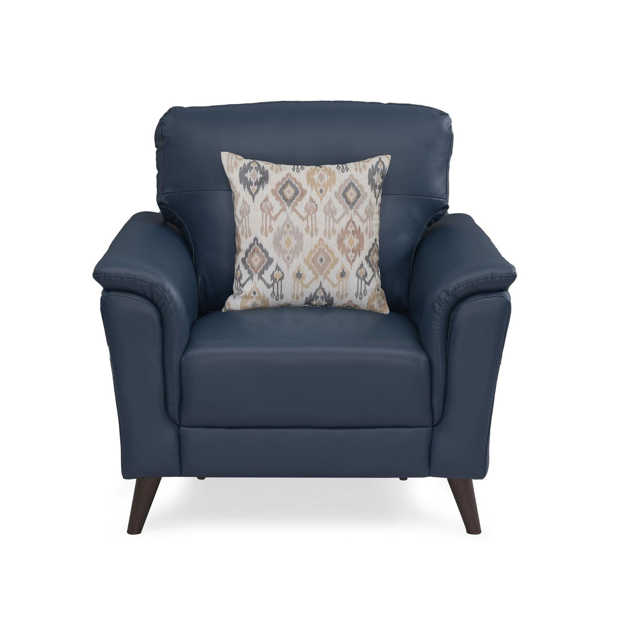 Aiden 1 Seater Leatherette Sofa- Navy Blue