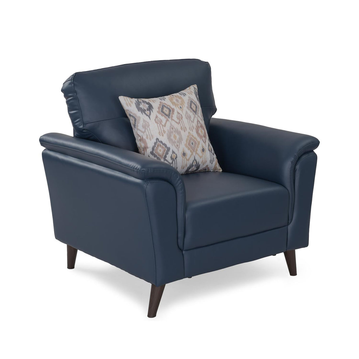 Aiden 1 Seater Leatherette Sofa- Navy Blue