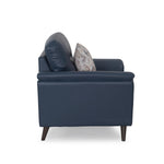 Aiden 1 Seater Leatherette Sofa- Navy Blue