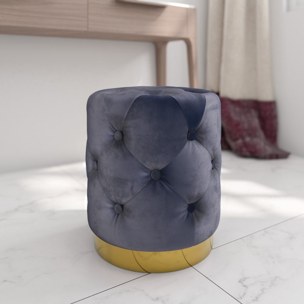 Eamon Fabric Ottoman with Metal Base (Grey)