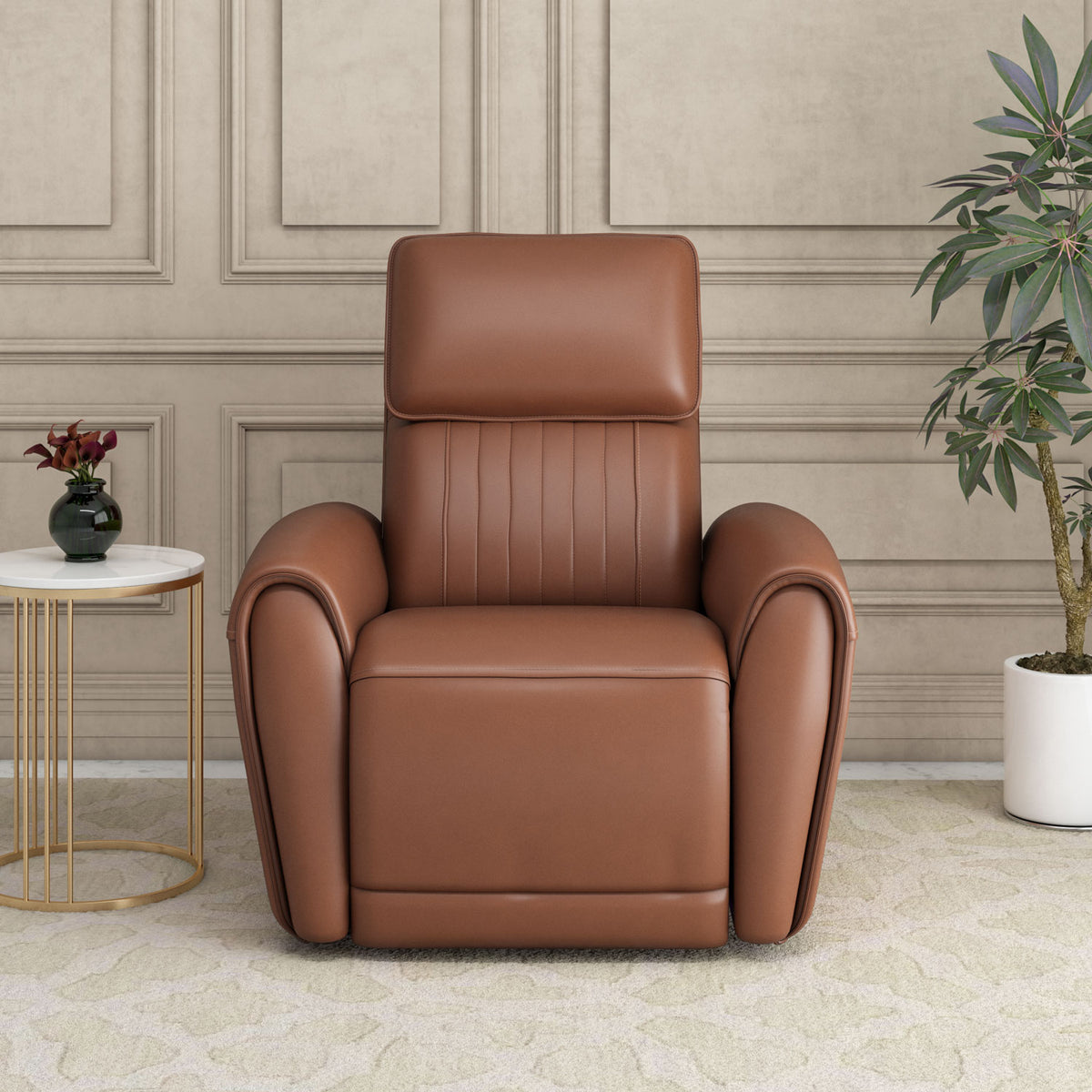Earthyn 1 Seater Electric Recliner with 3R Mechanism- Chestnut Brown