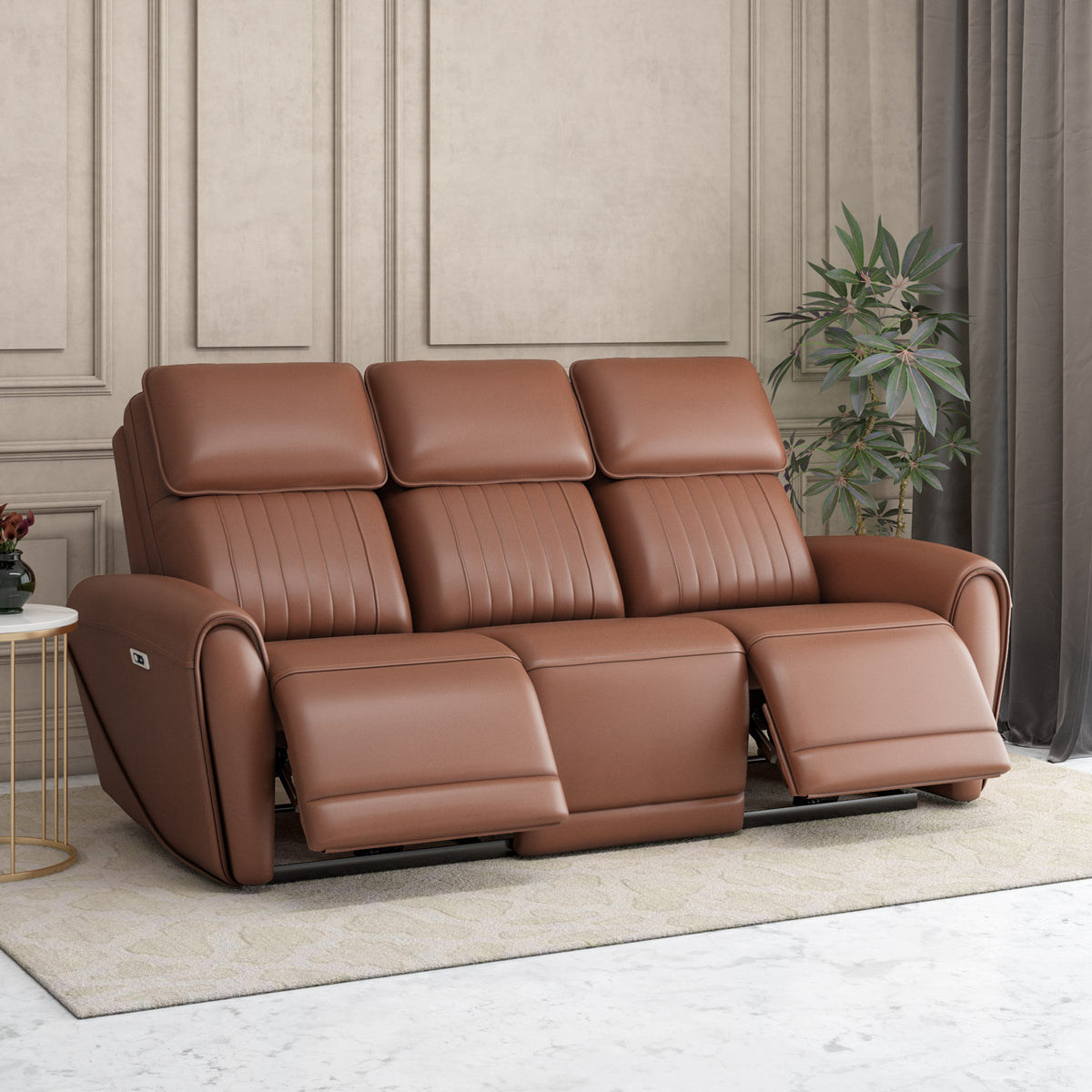 Earthyn 3 Seater Electric Recliner- Chestnut Brown