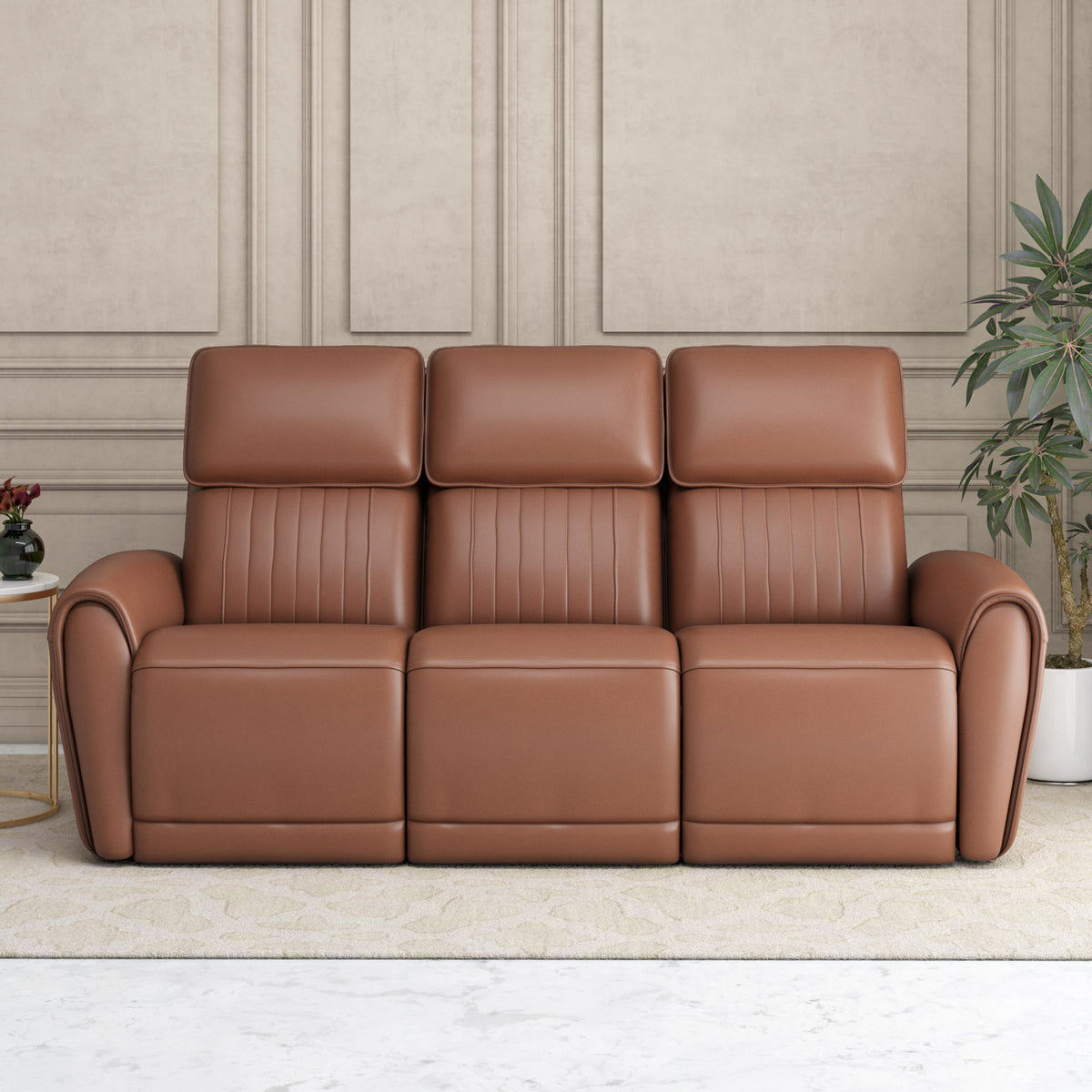 Earthyn 3 Seater Electric Recliner- Chestnut Brown